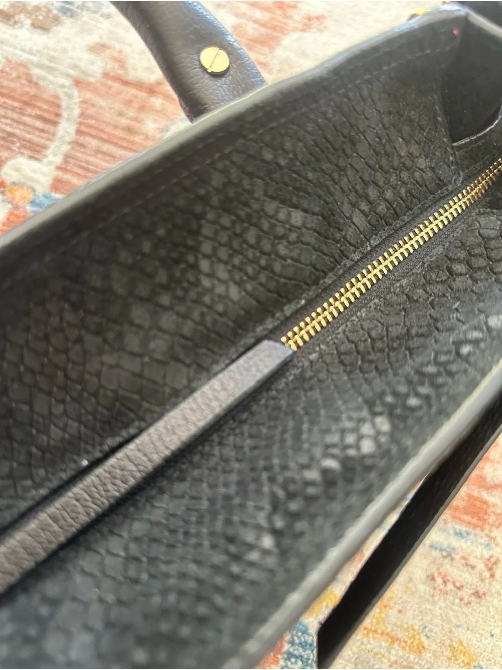 RARE Henri Bendel Black Python Snake Embossed Leather A-List Satchel Tote